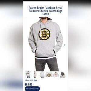 Calhoun Boston Bruins "Muskoka Style" Premium Chenille Woven Logo Hoodie Sz M